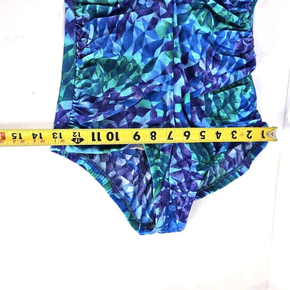 Vtg 90s/ Y2K Gabar Womens One Piece Swimsuit Ruched V Neck Abstract Unsized S/M - Picture 13 of 15